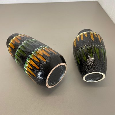 Fat Lava Multi-Color Vases from Scheurich, Germany, 1970s, Set of 2-QZ-1437217