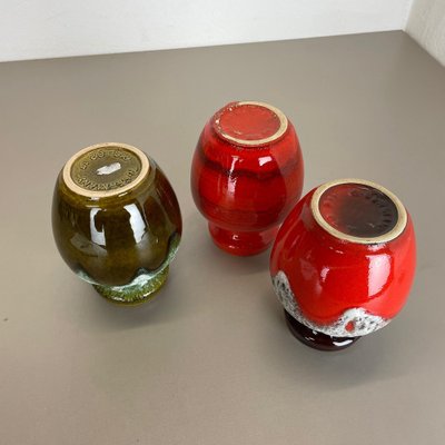 Fat Lava Op Art Multi-Color Pottery Vases from Bay Ceramics, Germany, 1970s, Set of 3-QZ-1454385