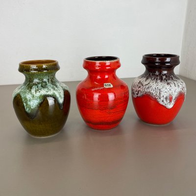 Fat Lava Op Art Multi-Color Pottery Vases from Bay Ceramics, Germany, 1970s, Set of 3-QZ-1454385