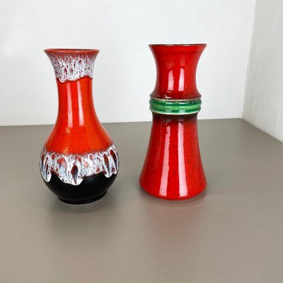 Fat Lava Op Art Pottery Vase from Jasba Ceramics, Germany, Set of 2-QZ-1308839