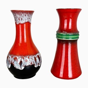 Fat Lava Op Art Pottery Vase from Jasba Ceramics, Germany, Set of 2-QZ-1308839