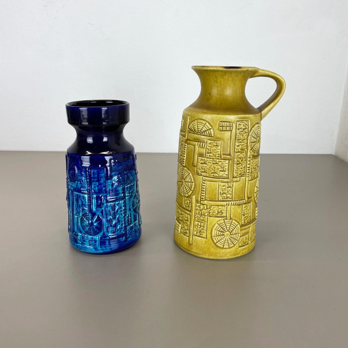 Fat Lava Op Art Pottery Vases by BAY Ceramics, Germany, 1970s, Set of 2-QZ-1282185