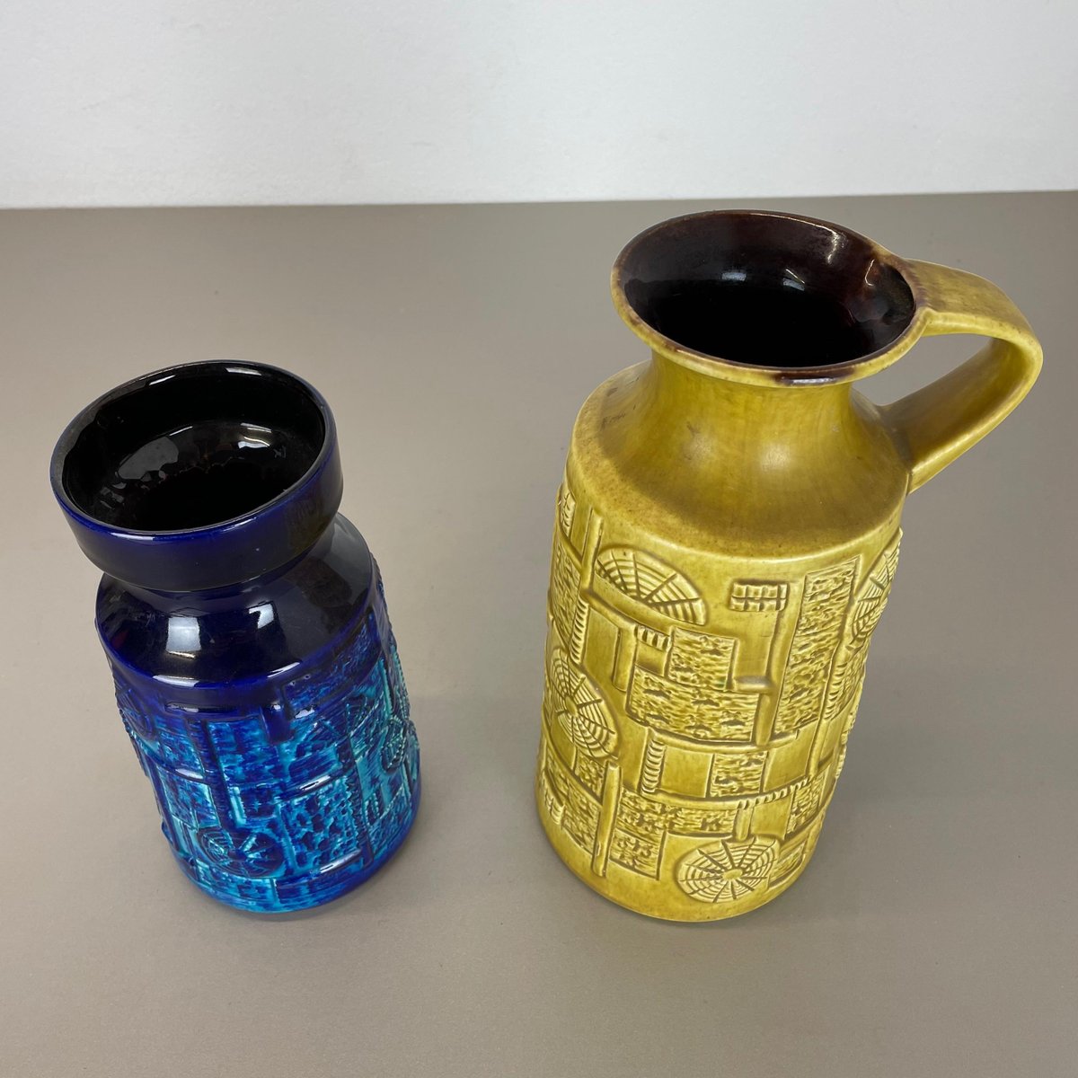 Fat Lava Op Art Pottery Vases by BAY Ceramics, Germany, 1970s, Set of 2