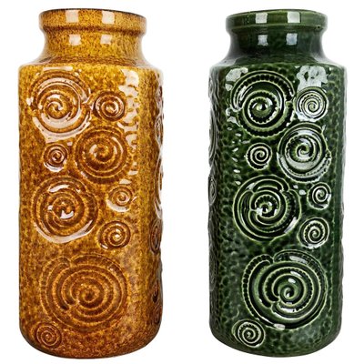 Fat Lava Pottery Jura 282-26 Vases from Scheurich, Germany, 1970s, Set of 2-QZ-1153032