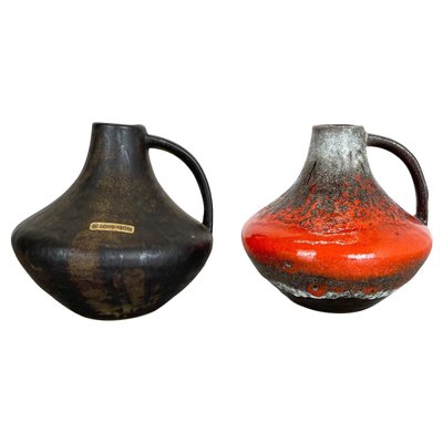 Fat Lava Pottery Vases by Heinz Siery for Carstens Tönnieshof, Germany, 1970s, Set of 2-QZ-1134659