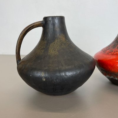 Fat Lava Pottery Vases by Heinz Siery for Carstens Tönnieshof, Germany, 1970s, Set of 2-QZ-1134659