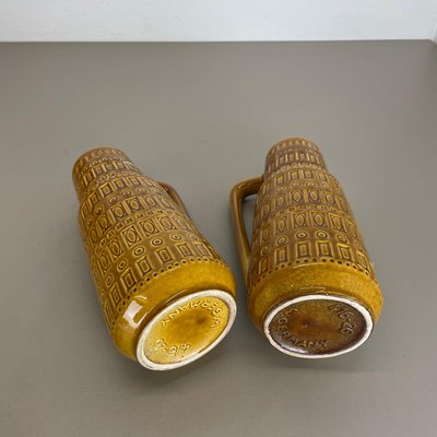 Fat Lava Pottery Vases With Ochre Pattern from Scheurich, Germany, 1970s, Set of 2-QZ-1256947