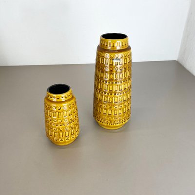 Fat Lava Pottery Vases With Ochre Pattern from Scheurich, Germany, 1970s, Set of 2-QZ-1256948