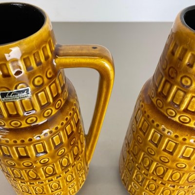 Fat Lava Pottery Vases With Ochre Pattern from Scheurich, Germany, 1970s, Set of 2-QZ-1256947