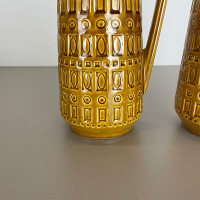 Fat Lava Pottery Vases With Ochre Pattern from Scheurich, Germany, 1970s, Set of 2-QZ-1256947