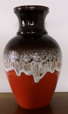 Fat Lava Style Ceramic 66 40 Vase in Red, Brown & Gray from Bay Keramik, 1970s-HOI-1134139