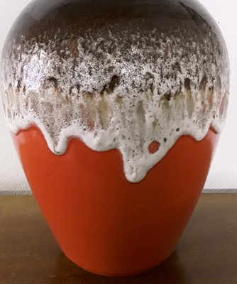 Fat Lava Style Ceramic 66 40 Vase in Red, Brown & Gray from Bay Keramik, 1970s-HOI-1134139