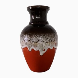 Fat Lava Style Ceramic 66 40 Vase in Red, Brown & Gray from Bay Keramik, 1970s-HOI-1134139