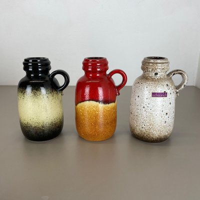 Fat Lava Supercolor Vases from Scheurich, Germany, 1970s, Set of 3-QZ-1094378