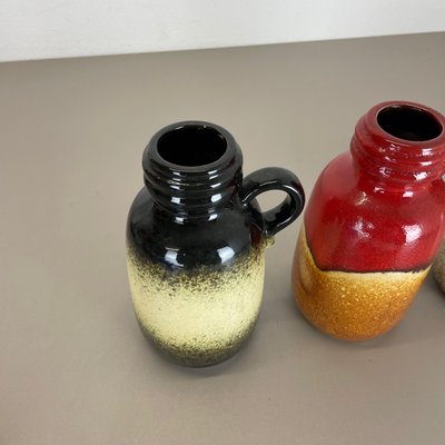 Fat Lava Supercolor Vases from Scheurich, Germany, 1970s, Set of 3-QZ-1094378