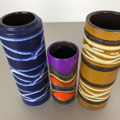 Fat Lava Tube Vases from Scheurich, Germany, 1970s, Set of 3-QZ-1089663