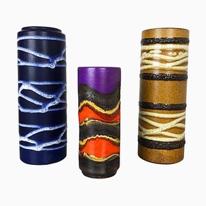 Fat Lava Tube Vases from Scheurich, Germany, 1970s, Set of 3-QZ-1089663