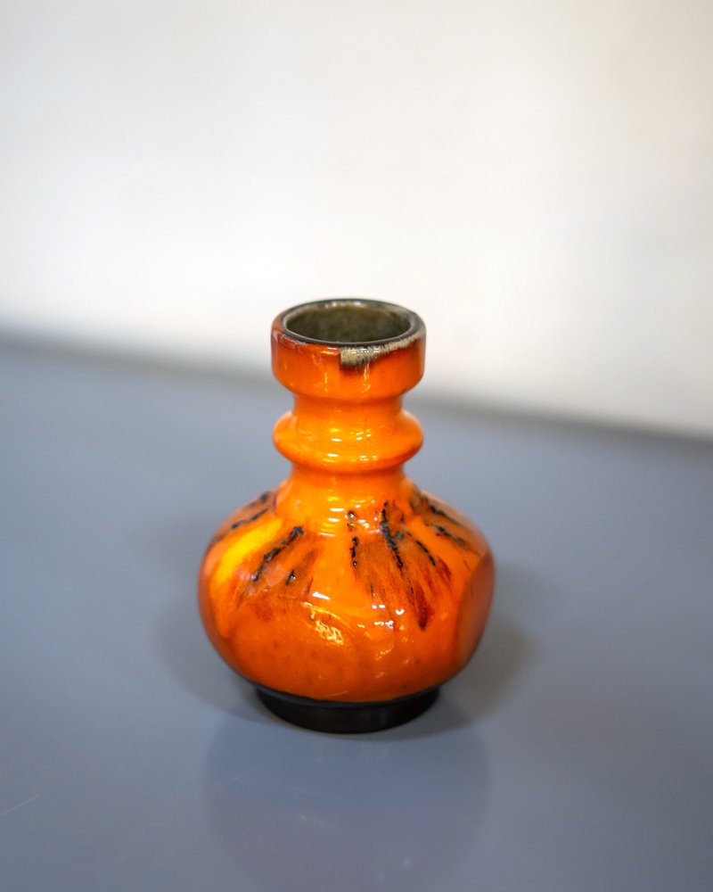 Fat Lava Vase in Orange Color, W. Germany, 1950s