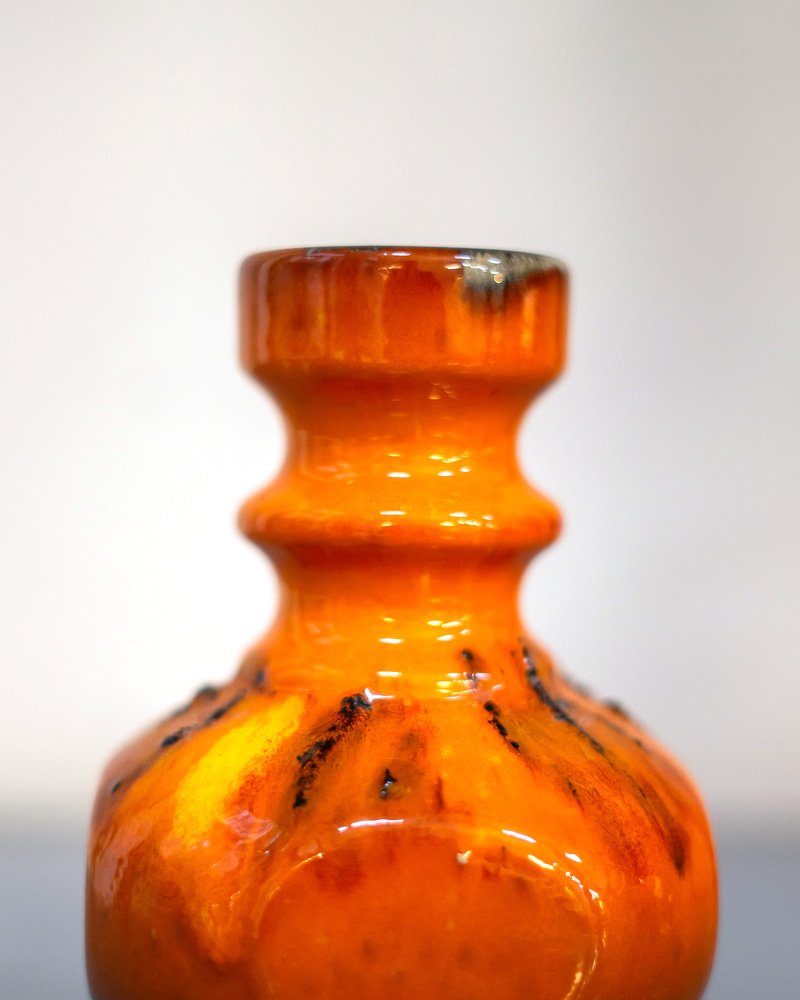 Fat Lava Vase in Orange Color, W. Germany, 1950s