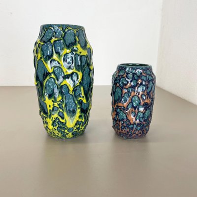 Fat Lava Vases attributed to Scheurich, Germany, 1970s, Set of 2-QZ-1437214