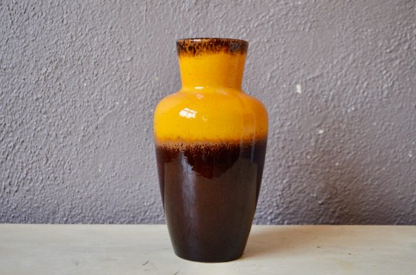 Fatl Lava Vase 208/27 in Yellow and Brown from Scheurich, 1960s-AIU-2035907