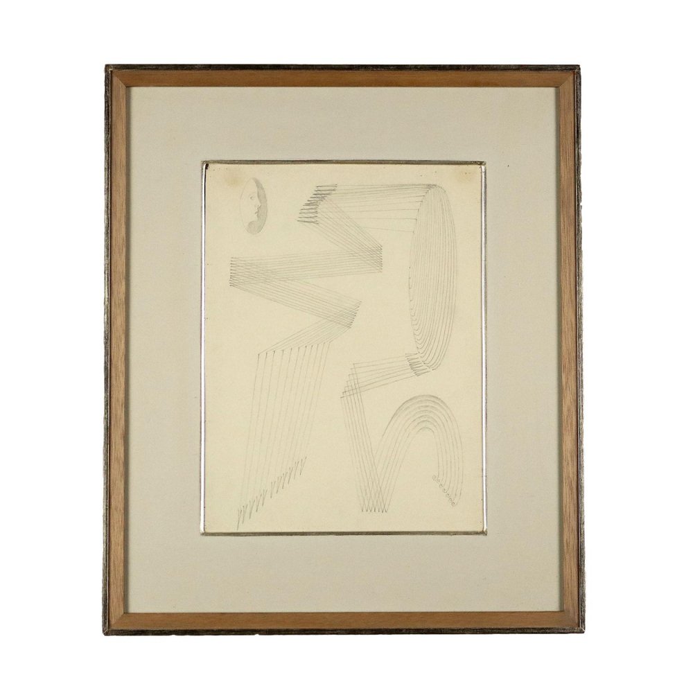 Fausto Melotti, Composition, 1972, Pencil on Paper, Framed