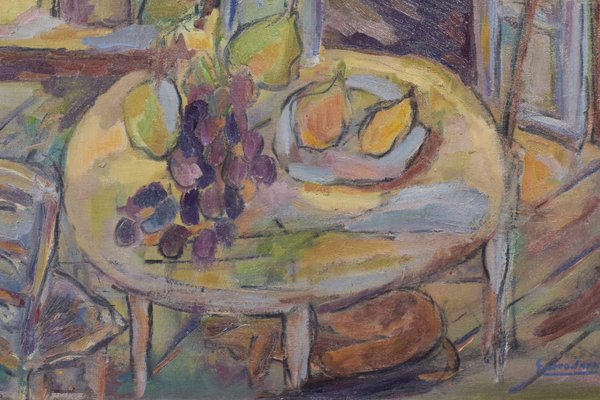 Fauve Interior and Garden Scene, Mid 20th-Century, Oil on Canvas, Framed-AOI-1106747