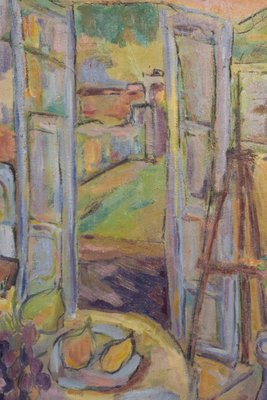 Fauve Interior and Garden Scene, Mid 20th-Century, Oil on Canvas, Framed-AOI-1106747