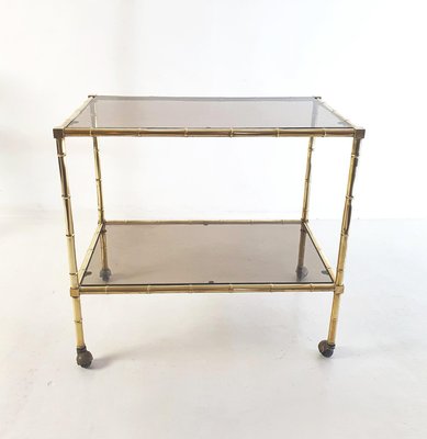 Faux Bamboo Bar Cart from Maison Baguès, France, 1970s-FO-1416494