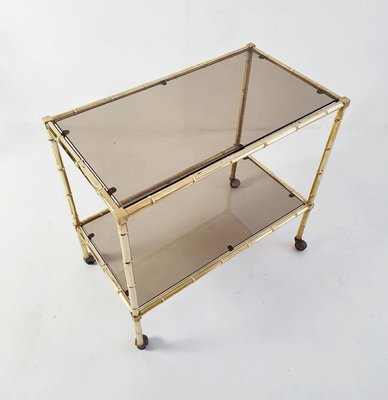 Faux Bamboo Bar Cart from Maison Baguès, France, 1970s-FO-1416494