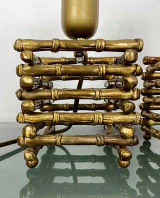 Faux Bamboo & Brass Table Lamp, Italy, 1960s-LYQ-1171621