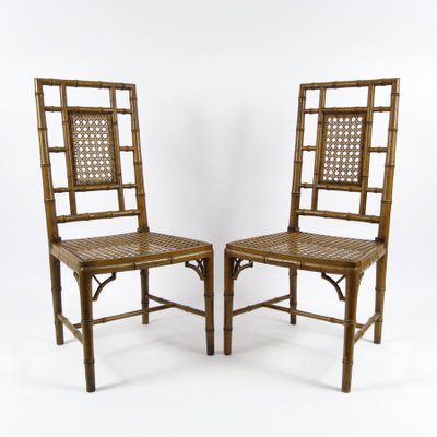 Faux Bamboo Dining Chairs, 1970s, Set of 2-BH-1100243