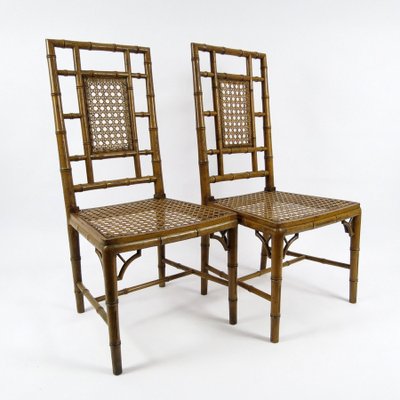 Faux Bamboo Dining Chairs, 1970s, Set of 2-BH-1100243