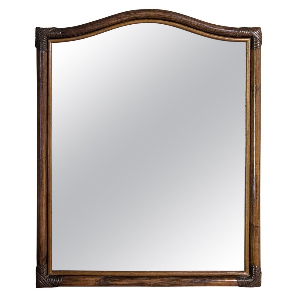 Faux Bamboo Mirror Brown Color, Italy, 1970s