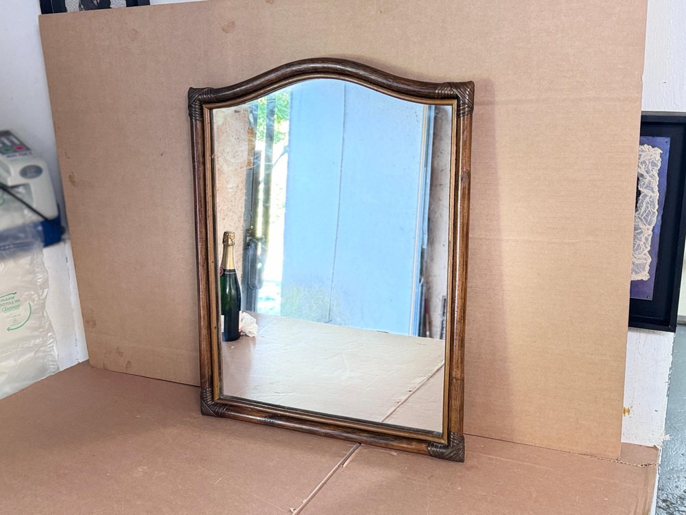 Faux Bamboo Mirror Brown Color, Italy, 1970s