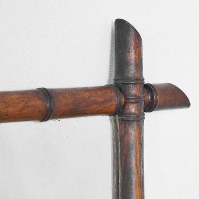 Faux Bamboo Mirror in Wood, 1940s-LPQ-1804949