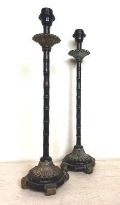 Faux Bamboo Table Lamps, 1970s, Set of 2-WZZ-1359343