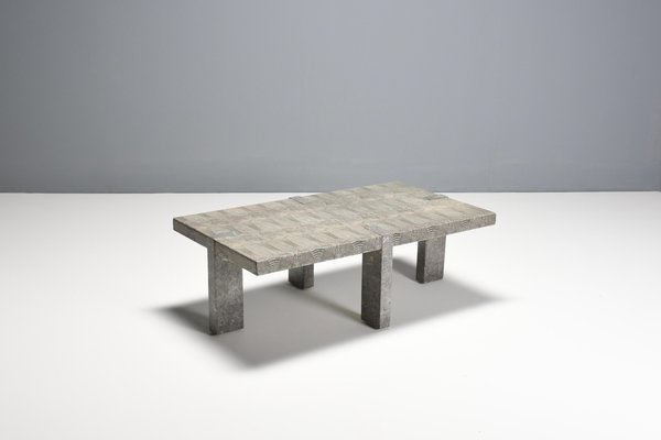 Faux Crocodile Skin and Marble Coffee Table, 1970s-QT-1263335