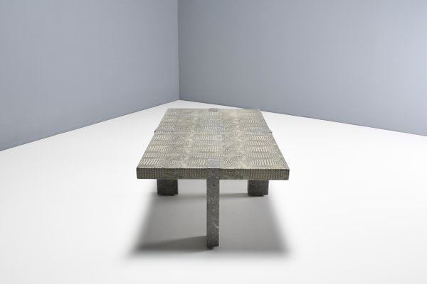 Faux Crocodile Skin and Marble Coffee Table, 1970s-QT-1263335