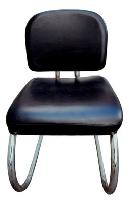 Faux Leather and Steel Chairs in Bauhaus Style, 1970s, Set of 4-FIP-1128554