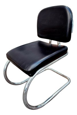 Faux Leather and Steel Chairs in Bauhaus Style, 1970s, Set of 4-FIP-1128554