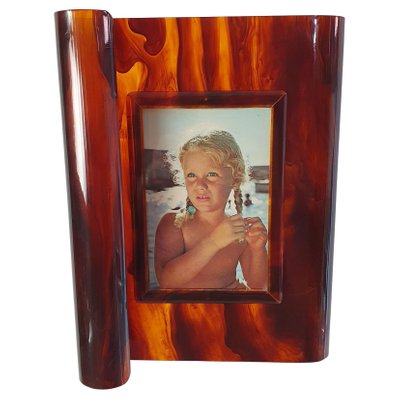 Faux Tortoise Acrylic Glass Picture Frame, Italy, 1970s-FO-1425744