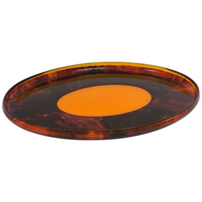 Faux Tortoiseshell Acrylic Serving Tray Centerpiece, Italy, 1970s-LYQ-1171744