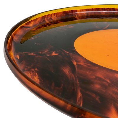 Faux Tortoiseshell Acrylic Serving Tray Centerpiece, Italy, 1970s-LYQ-1171744