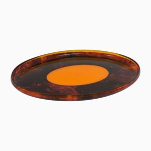 Faux Tortoiseshell Acrylic Serving Tray Centerpiece, Italy, 1970s-LYQ-1171744