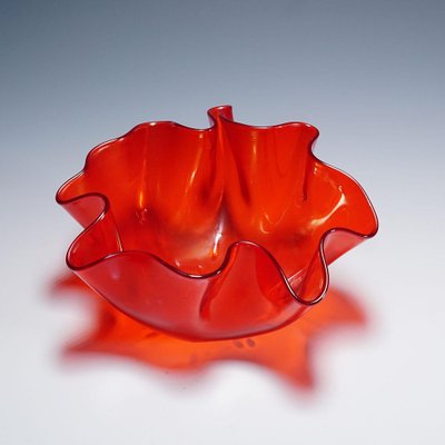 Fazzoletto Handkerchief Vase in Red Murano Glass from Venini, Italy, 1950s-KJP-1797799