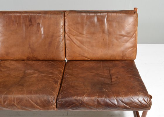 Fd130 Teak Sofa in Cognac Leather Peter Hvidt for France & Søn / France & Daverkosen, Denmark, 1950s-TE-1783751