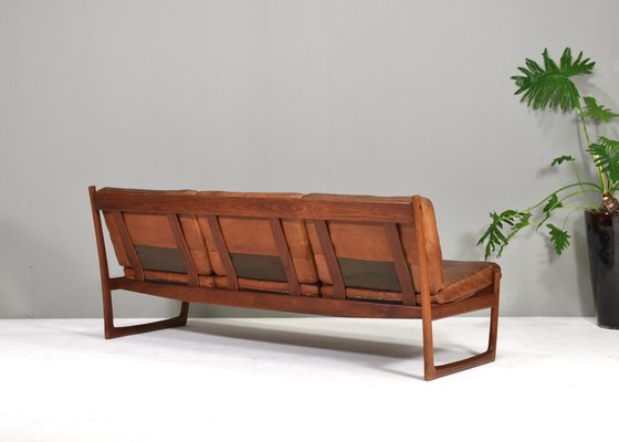 Fd130 Teak Sofa in Cognac Leather Peter Hvidt for France & Søn / France & Daverkosen, Denmark, 1950s-TE-1783751