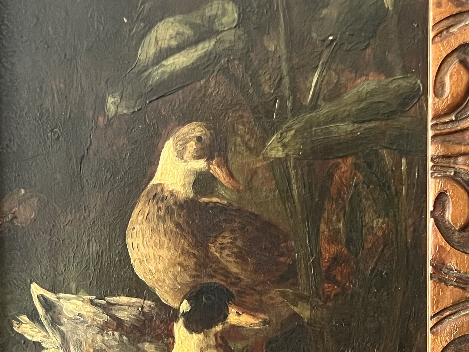 Federico Jiménez Y Fernández, Ducks in the Pond, Oil on Panel, Framed