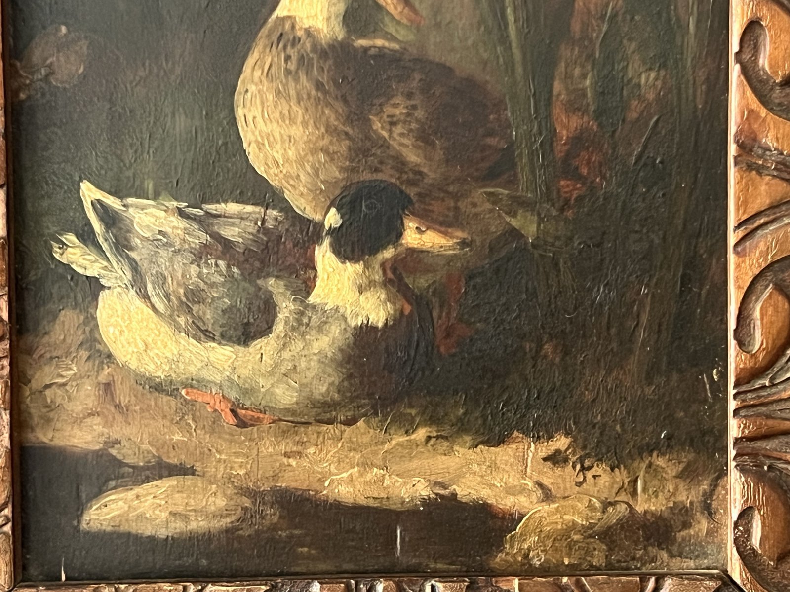 Federico Jiménez Y Fernández, Ducks in the Pond, Oil on Panel, Framed